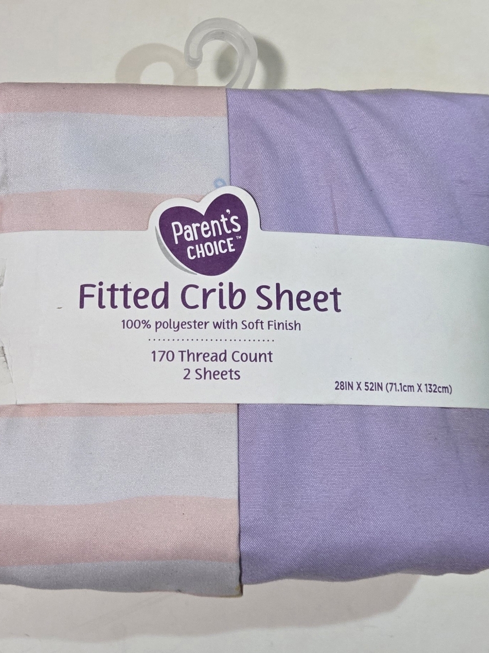 Parent's Choice Lavender & Pink Striped Fitted Crib Sheet Set - 2 Pack